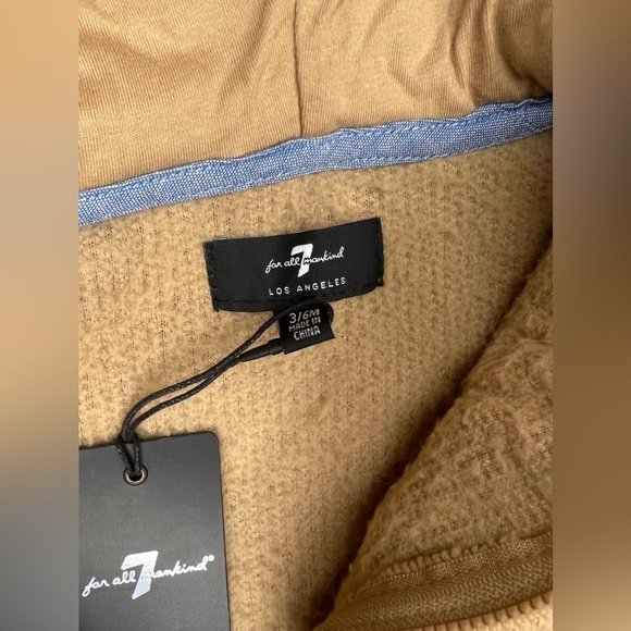 3 - 6 month 7 For All Mankind fuzzy tan jacket w/ ears on hood unisex 3 - 6 mo - Picture 4 of 8